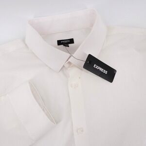 Express Slim Fit Long Sleeve Button Down Dress Shirt White Mens Large Minor Flaw